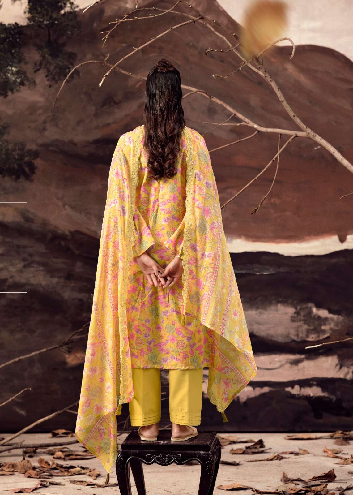 THE HERMITAGE SHOP PETALS IN MAL LAWN COTTON SCHIFFLI WORK SUIT LUXURY WEAR AND FESTIVE FASHION 